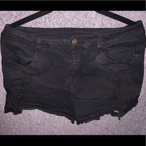 Black Distressed Shorts #2